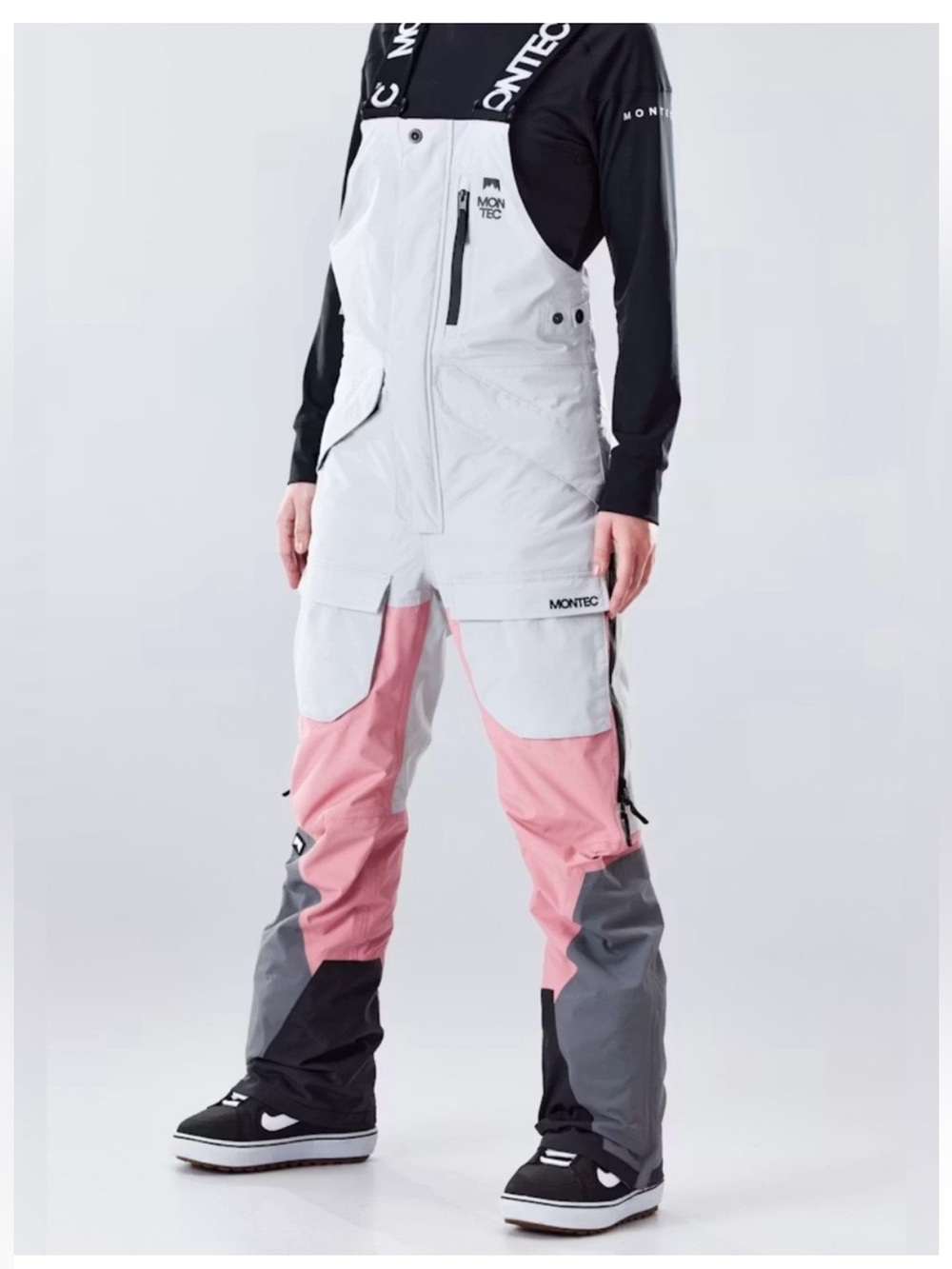 Montec Women’s White & Pink Colorblock Snow Bib